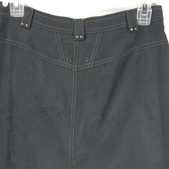 Vintage Blue Cargo Maxi Skirt M Contrast Stitch Pleated Godet Utilitarian Vtg - Picture 6 of 10